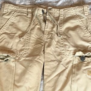 Tan True Religion cargo shorts